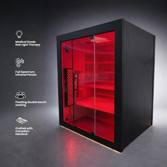 AUREVÉRA Forge™ – Full Spectrum Infrared + Red Light Sauna (3–4 Person)